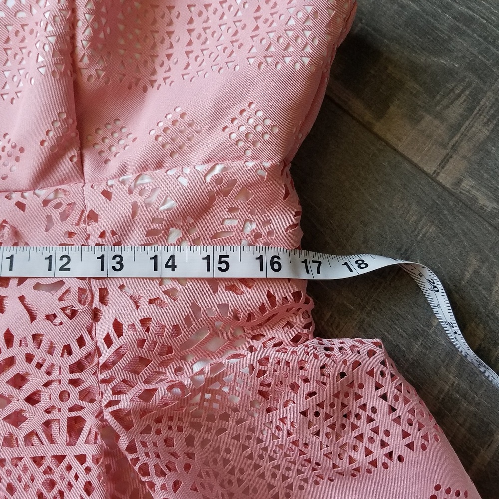 ASOS Pink Laser Cut Fit ‘N Flair Dress - Picture 5 of 8